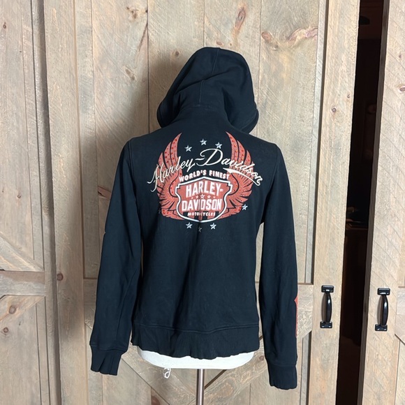 Harley-Davidson black hoodie jacket with wings and bling detail Size Large - Picture 13 of 13